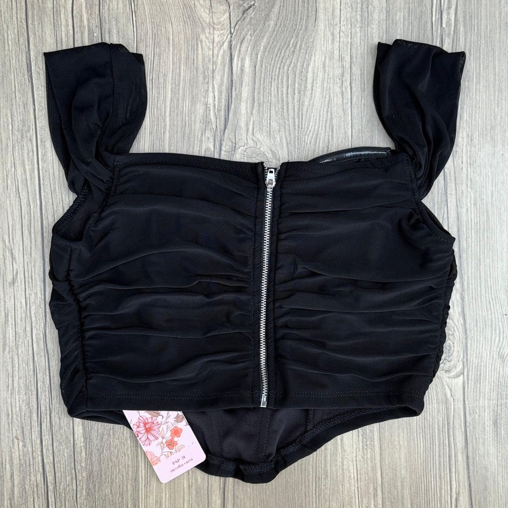 Elegant Black Ruched Women's Top